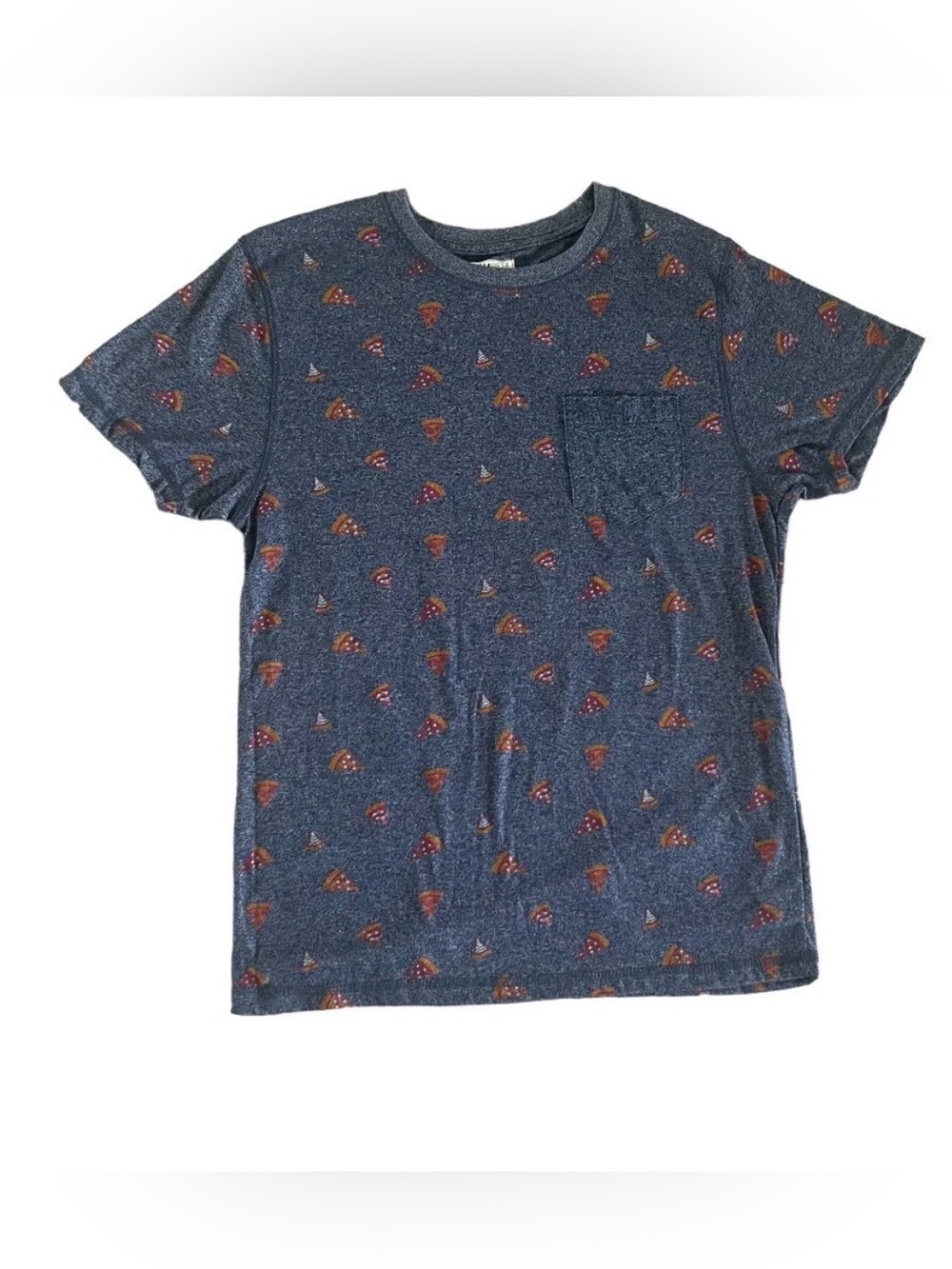 Boys Navy Pizza Print Pocket Tee